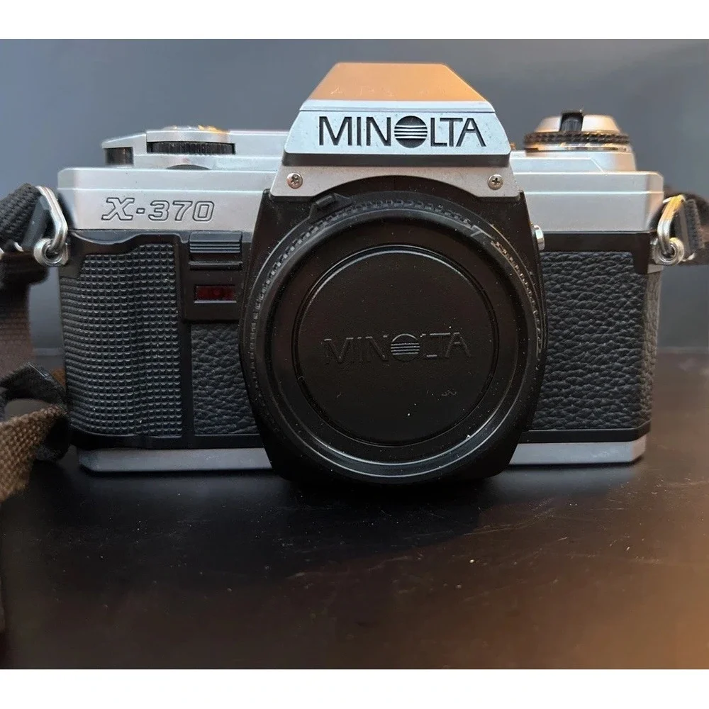 Minolta X-370 35mm SLR Camera Body, Lens Cap and Box